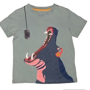 2-3Y Mini Boden Singing Hippo Shirtsleeve Shirt/Top